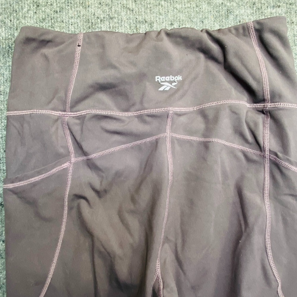 Reebok Womens Taupe Compression Leggings Pockets Yoga Running RN117927 Large